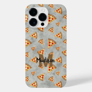 Cool pizza slices vintage grey pattern Monogram iPhone 14 Pro Max Case