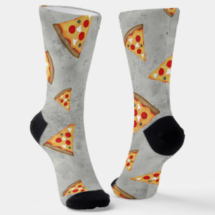 Cool pizza slices vintage grey pattern socks