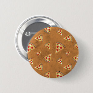Cool pizza slices vintage orange brown pattern 6 cm round badge