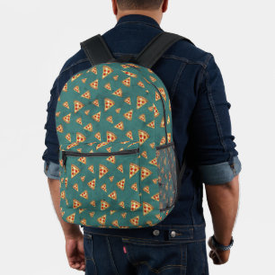 Cool pizza slices vintage teal green pattern printed backpack