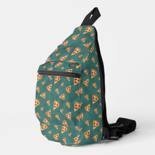 Cool pizza slices vintage teal green pattern sling bag
