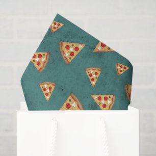 Cool pizza slices vintage teal pattern tissue paper