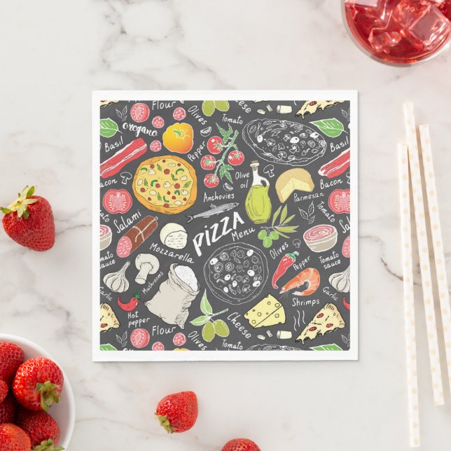 cool pizza tiled party pattern napkin (Insitu)