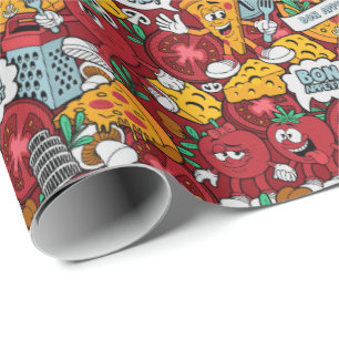 cool pizza tiled party pattern wrapping paper