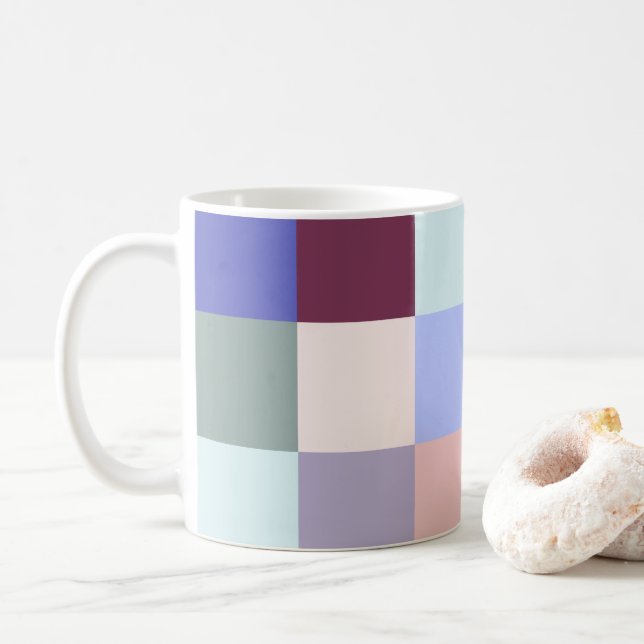 Cool Plaid Style Pattern, Lovely Colours Coffee Mug (With Donut)