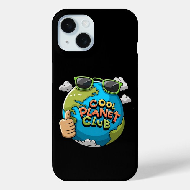 Cool Planet Club Eco iPhone 15 Case Funny Earth  (Back)