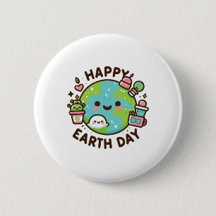 Cool Planet Earth Day Birthday Saying Happy Earth 6 Cm Round Badge