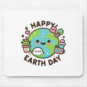 Cool Planet Earth Day Birthday Saying Happy Earth Mouse Pad