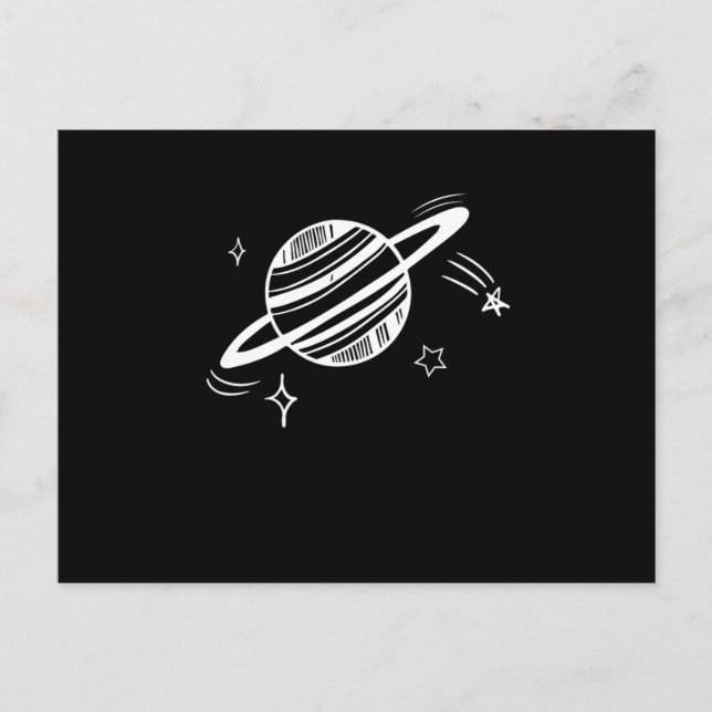 Cool Planet Saturn Orbit Drawing Outer Space Galax Postcard (Front)