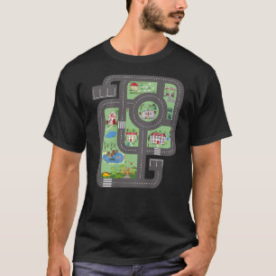Cool Play Mat Race Car Track On Dad with Dinosaurs T-Shirt