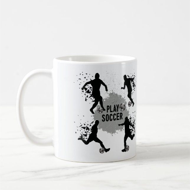 Cool Play Soccer Silhouettes Coffee Mug (Left)