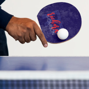 Cool Player Monogram (name + initials) on blue Ping Pong Paddle