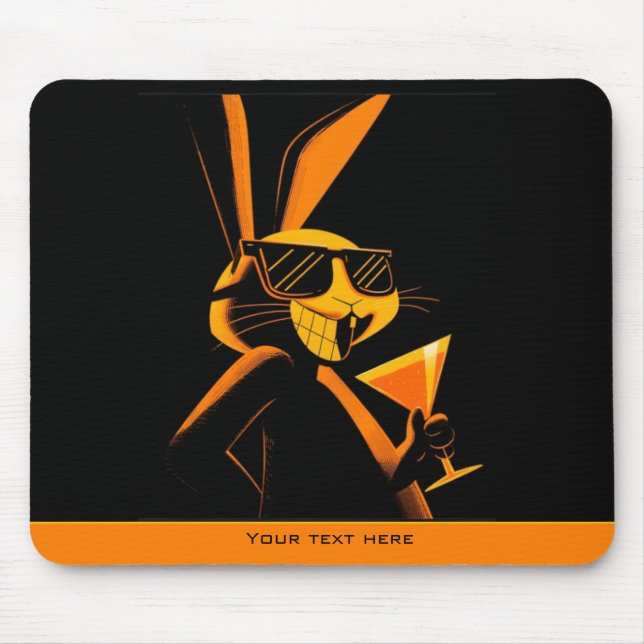 Cool Playful Retro Poster Rabbit Nightclub Mood  Mouse Pad (Front)