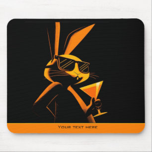 Cool Playful Retro Poster Rabbit Nightclub Mood Mouse Pad