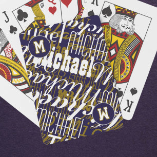 Cool Playing-Cards with Name - Monogram Blue Playing Cards