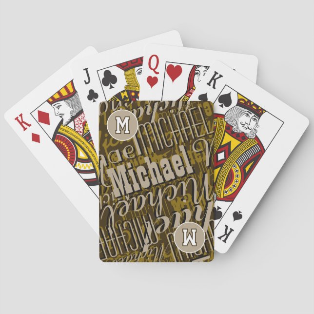 Cool Playing-Cards with Name - Monogram Brown Playing Cards (Back)