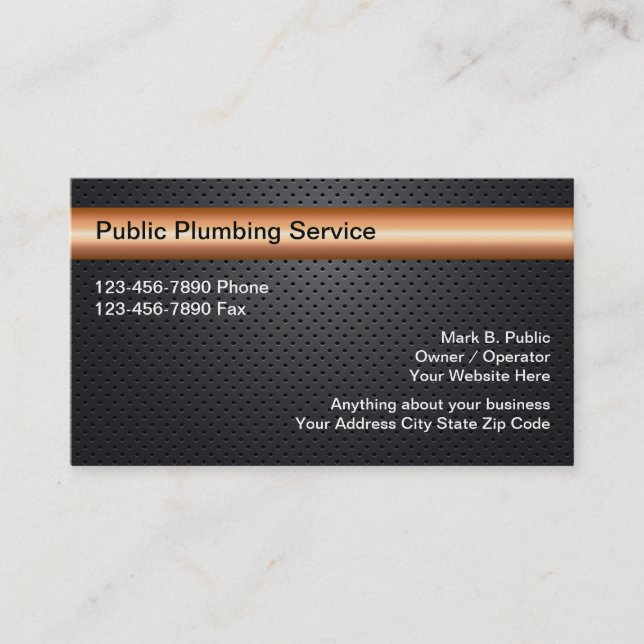 Cool Plumbing Business Cards (Front)