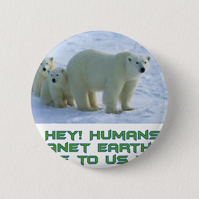 cool polar bear designs 6 cm round badge (Front)