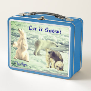 Cool Polar Bears on Ice  Metal Lunch Box