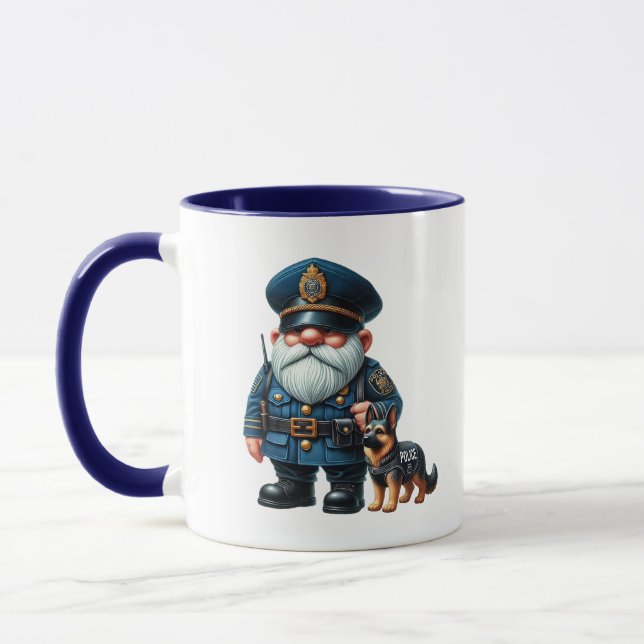Cool police gnome add monogram  mug (Left)