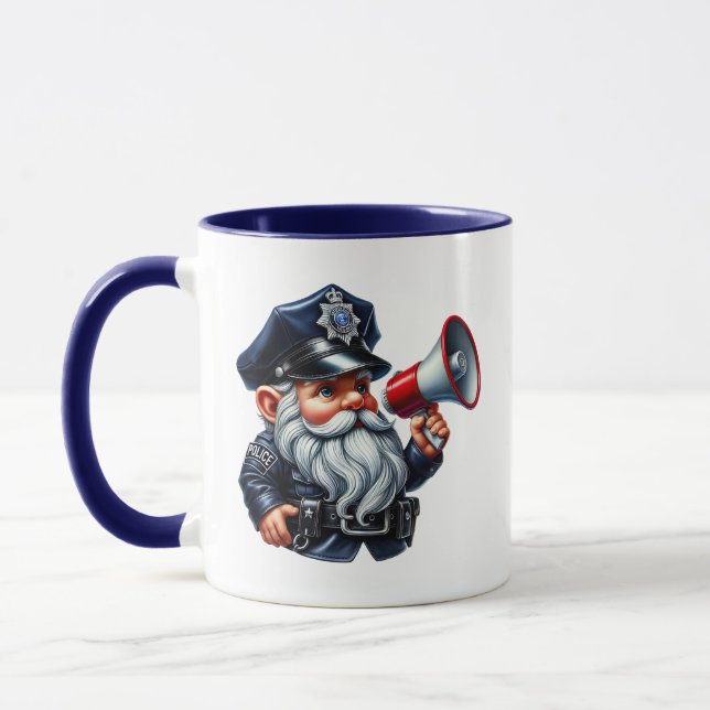 Cool police gnome add monogram  mug (Left)