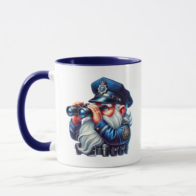 Cool police gnome add monogram  mug (Left)