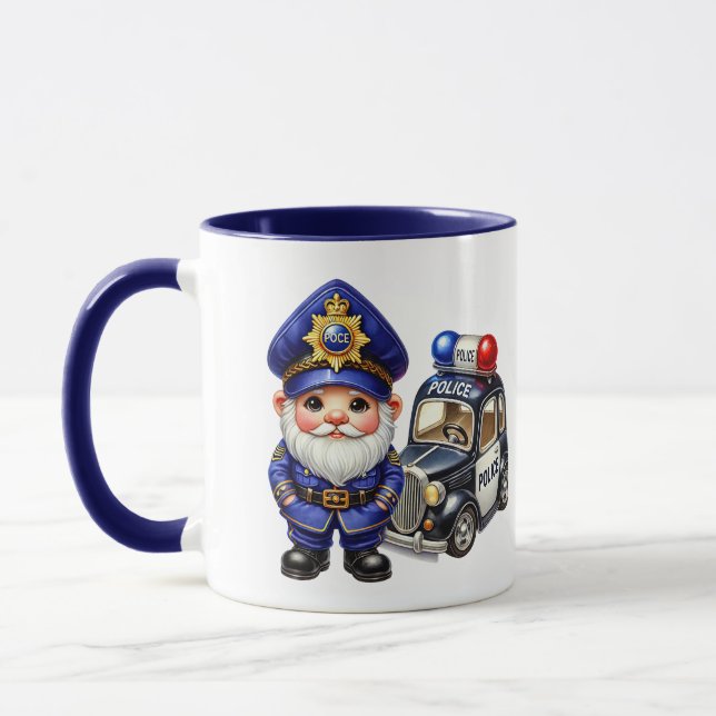 Cool police gnome add monogram  mug (Left)