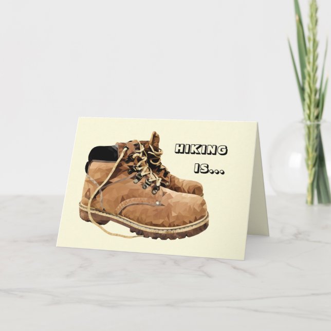 Cool Polygon Hiking Boots Greeting Card (Front)
