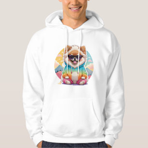 Cool Pomeranian in Rainbow Hoodie
