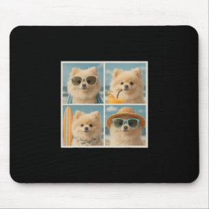 Cool Pomeranians With Sungles Dogs Summer Vacation Mouse Pad