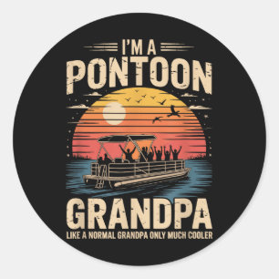 Cool Pontoon Boat Art For Grandpa Men Boating Pont Classic Round Sticker