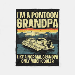 Cool Pontoon Boat Art For Grandpa Men Boating Pont Fleece Blanket
