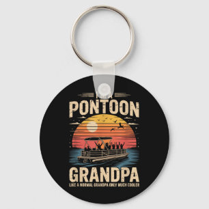 Cool Pontoon Boat Art For Grandpa Men Boating Pont Key Ring