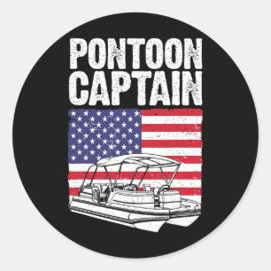 Cool Pontoon Boat Captain Art For Men Women Pontoo Classic Round Sticker