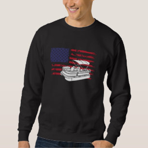 Cool Pontoon Usa Flag Art For Men Women Pontoon Bo Sweatshirt