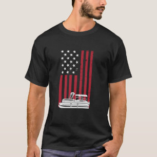 Cool Pontoon Usa Flag Art For Men Women Pontoon Bo T-Shirt