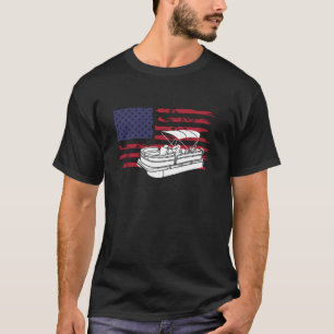 Cool Pontoon Usa Flag Art For Men Women Pontoon Bo T-Shirt