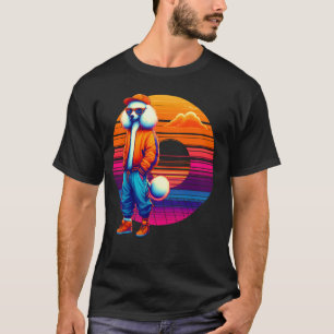 Cool Poodle Dog Modern Urban Style Sunset Retro Gr T-Shirt