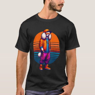 Cool Poodle Dog Modern Urban Style Sunset Retro Gr T-Shirt