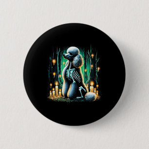 Cool Poodle Dog Skeleton Halloween Dog Mum Dad Chr 6 Cm Round Badge