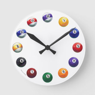 Cool Pool Balls Round Wall Clock