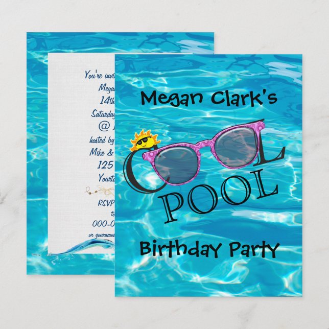 Cool Pool birthday party Invitation (Front/Back)