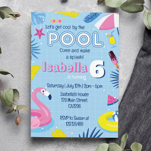 Cool Pool Boy Birthday Party Invitation