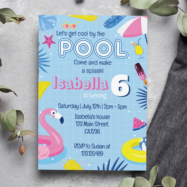 Cool Pool Boy Birthday Party Invitation (Creator Uploaded)