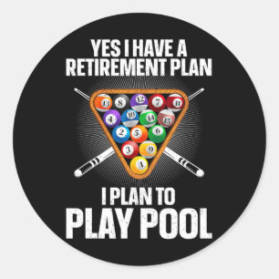 Cool Pool Design For Men Women Billiards Lover Poo Classic Round Sticker