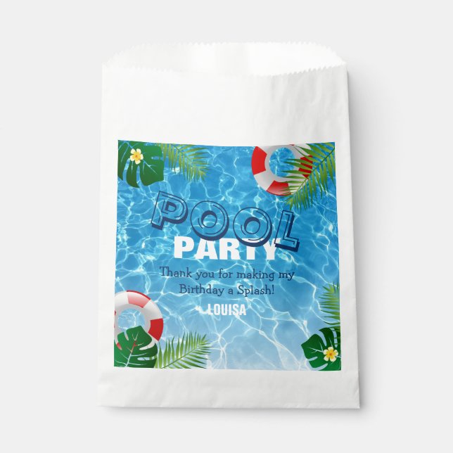 Cool Pool Party Birthday Thank You Favour Bag (Front)