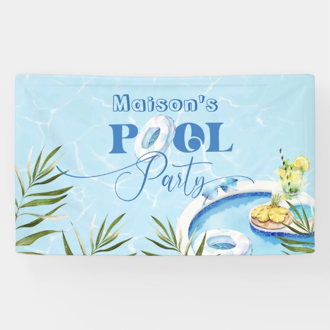 Cool pool party gender neutral birthday banner (Horizontal)