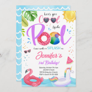 Cool Pool Party Girls Birthday Invitation