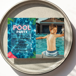 Cool Pool Party   Swimming Birthday Photo Invitation
