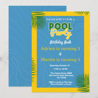 Cool Pool Party Swimming joint Birthday  Invitation